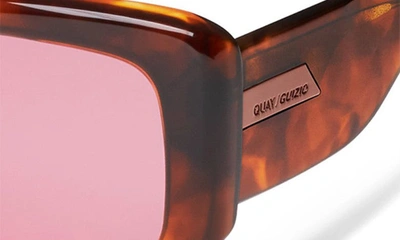 Shop Quay X Guizio Uniform 53mm Square Sunglasses In Brown Tortoise / Rose