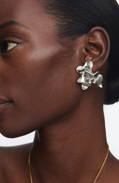 Sterling King Lotus Stud Earrings In Sterling Silver