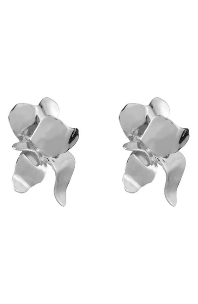 Sterling King Lotus Stud Earrings In Sterling Silver