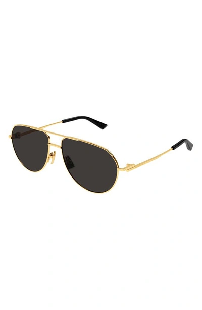 Shop Bottega Veneta 57mm Pilot Sunglasses In Gold