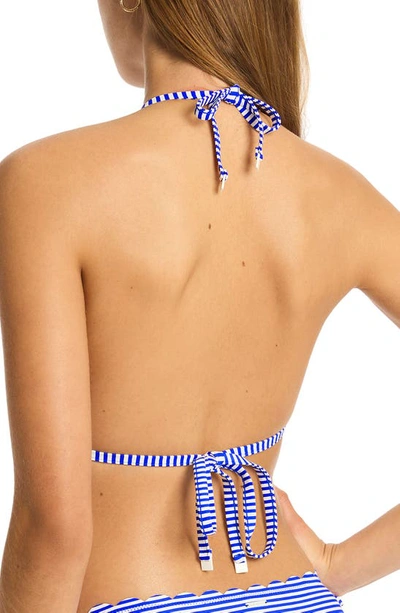 Shop Sea Level Varsity Halter Slider Triangle Bikini Top In Cobalt