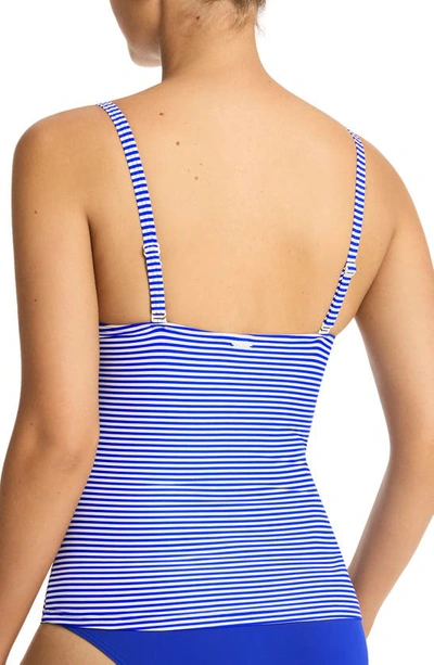 Sea Level Varsity Cross Front Multifit Tankini Top In Cobalt