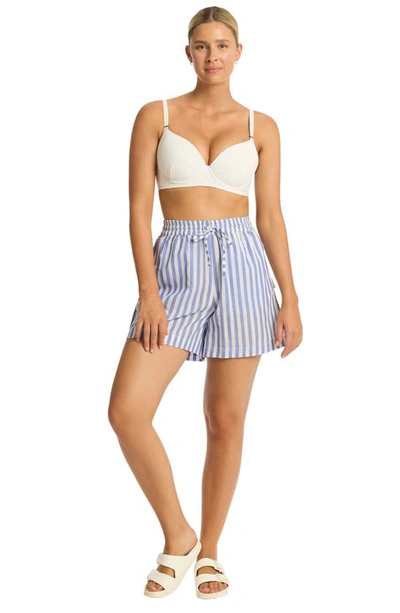 Shop Sea Level Sails Boardwalk Cover-up Shorts In Royal