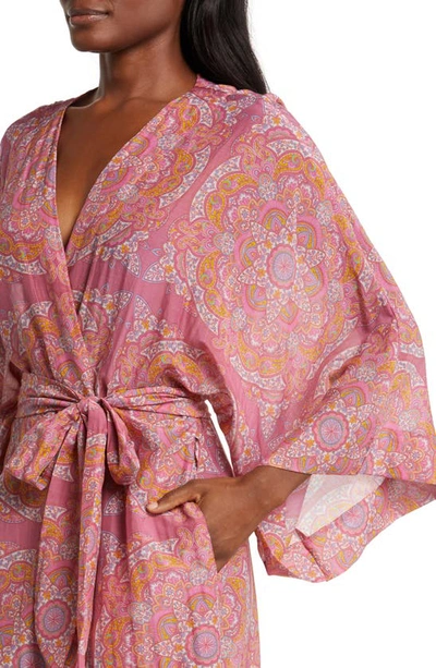 Shop Papinelle Ines Cotton & Silk Robe In French Rose