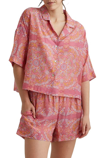Shop Papinelle Ines Cotton & Silk Short Pajamas In French Rose