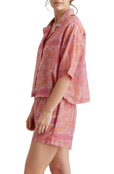 Shop Papinelle Ines Cotton & Silk Short Pajamas In French Rose