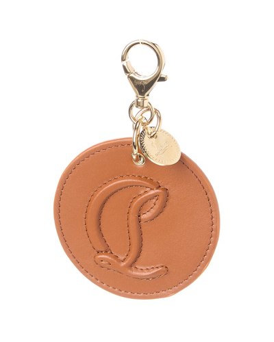 Shop Christian Louboutin Cl Logo Leather Bag Charm In Brown