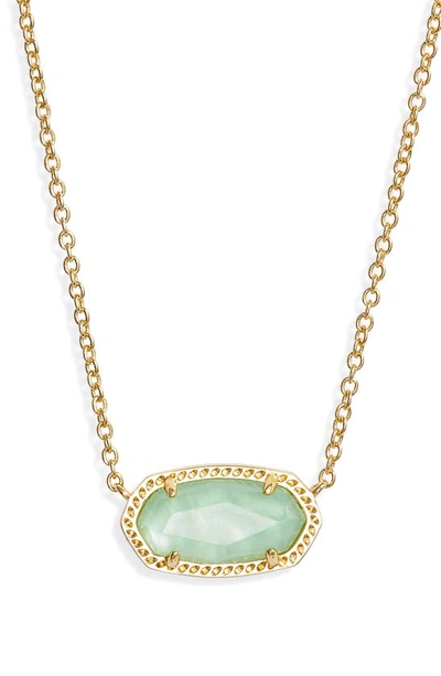 Shop Kendra Scott Elisa Birthstone Pendant Necklace In Gold Light Green Pearl
