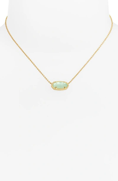 Shop Kendra Scott Elisa Birthstone Pendant Necklace In Gold Light Green Pearl
