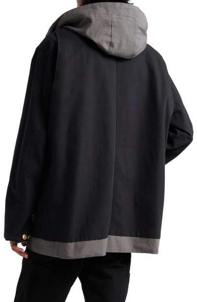 Shop Sacai Carhartt Wip Reversible Cotton Canvas Coat In Black