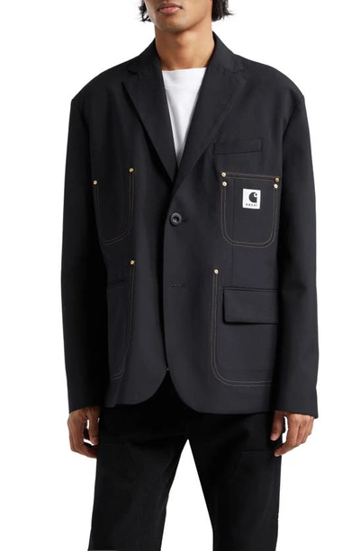Shop Sacai Carhartt Wip Reversible Bonded Suiting Jacket In Black