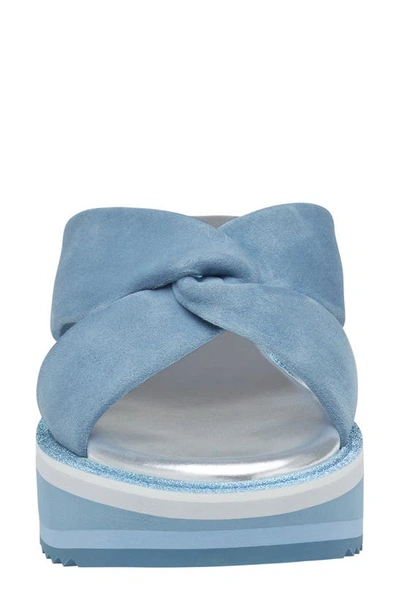 Shop Johnston & Murphy Grace Platform Sandal In Slate Blue Kid Suede