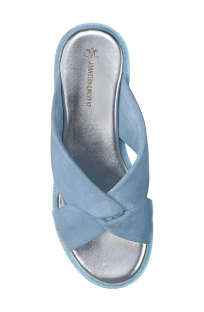 Shop Johnston & Murphy Grace Platform Sandal In Slate Blue Kid Suede