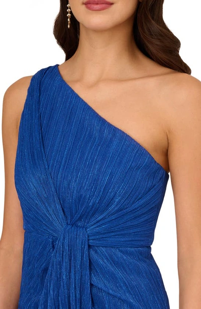 Shop Adrianna Papell One-shoulder Evening Gown In Brilliant Sapphire