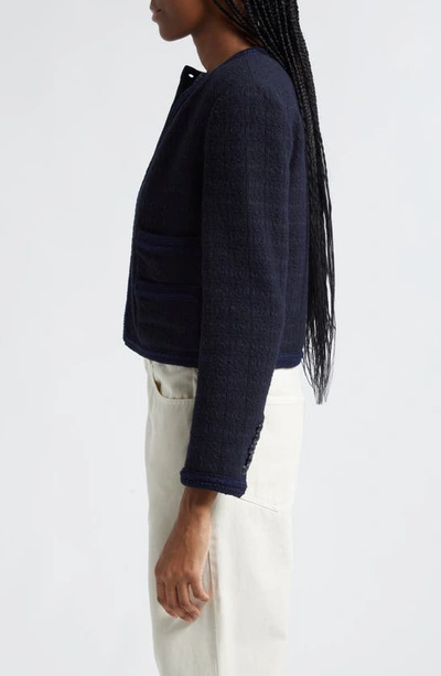 Shop A.l.c Ollie Braid Trim Crop Jacket In Maritime Navy