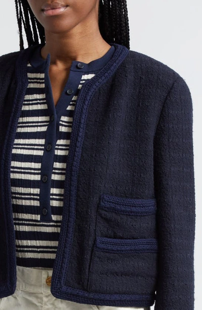 Shop A.l.c Ollie Braid Trim Crop Jacket In Maritime Navy