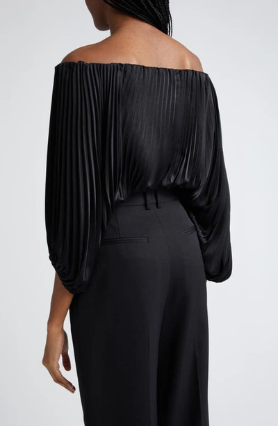 Shop A.l.c Sienna Plissé Off The Shoulder Top In Black