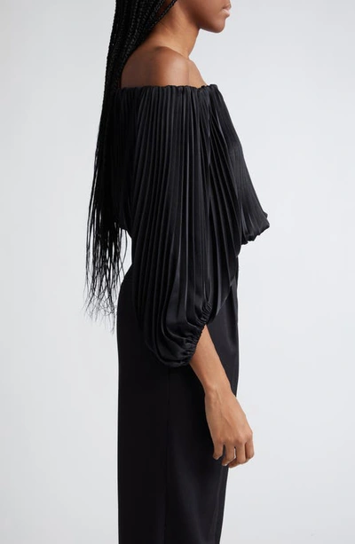 Shop A.l.c Sienna Plissé Off The Shoulder Top In Black