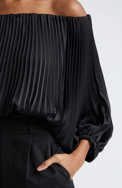 Shop A.l.c Sienna Plissé Off The Shoulder Top In Black