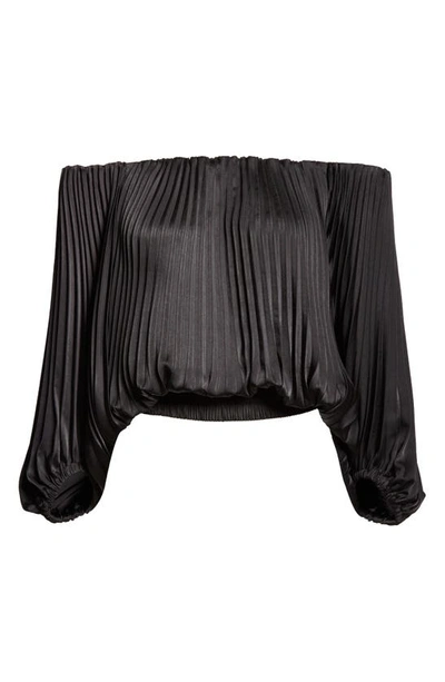 Shop A.l.c Sienna Plissé Off The Shoulder Top In Black