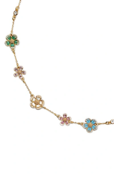 Shop Kate Spade Flower Station Necklace In Gold Multi