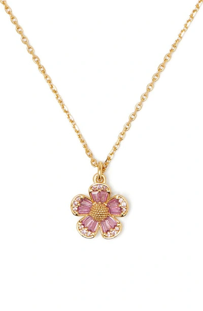 Shop Kate Spade Fleurette Cubic Zirconia Pendant Necklace In Pink.