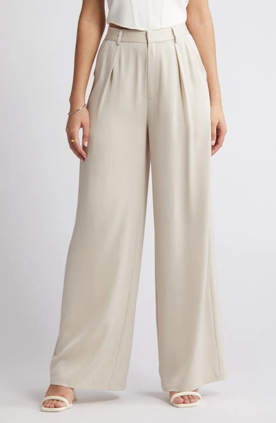 Shop Rue Sophie Jennie High Waist Wide Leg Satin Pants In Grey