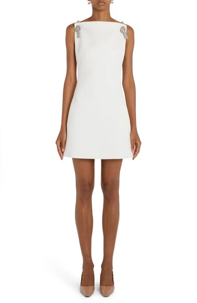 Shop Versace Crystal Rope Strap Minidress In Optical White