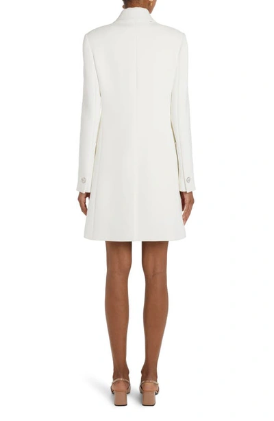 Shop Versace Double Breasted Stretch Crepe Coat In Optical White