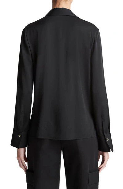 Shop Vince Silk Blend Polo Shirt In Black