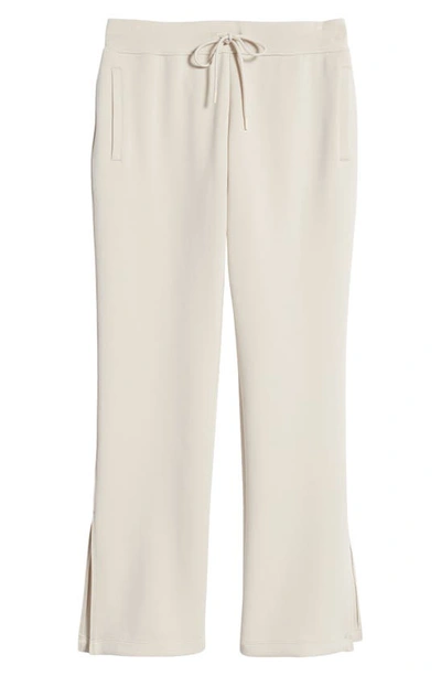 Zella Level Set Straight Leg Slit Hem Track Pants In Grey Moonbeam