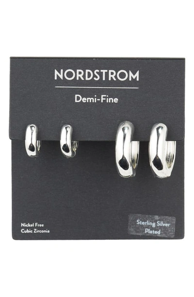 Shop Nordstrom Demi Fine Set Of 2 Huggie Hoop Earrings In Sterling Silver Plated