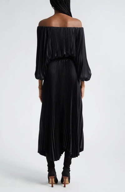Shop A.l.c Sienna Pleated Off The Shoulder Maxi Dress In Black