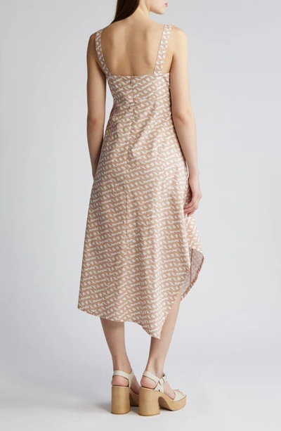 Shop Du Paradis Asymmetric Hem Cotton Midi Dress In Natural Chain