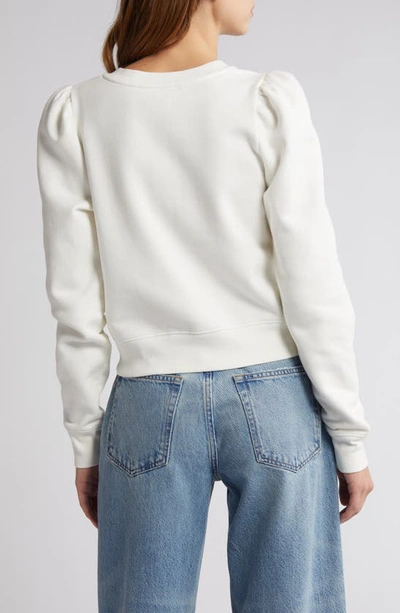 Shop Frame Femme Cotton Blend Henley Sweatshirt In White