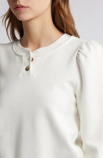 Shop Frame Femme Cotton Blend Henley Sweatshirt In White