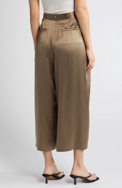 Shop Frame Pleated Silk Ankle Wide Leg Pants In Cypress