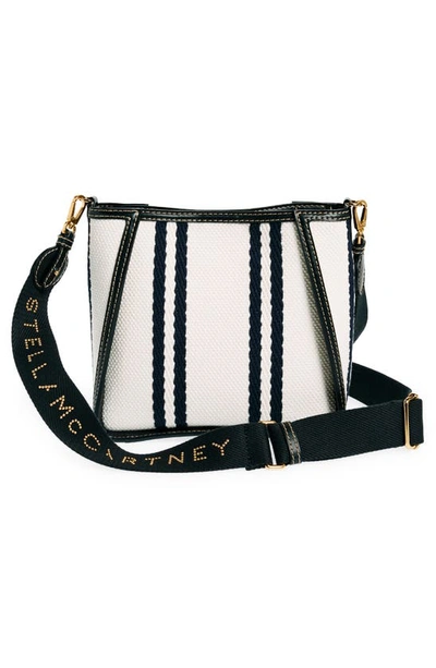 Shop Stella Mccartney Mini Stripe Canvas Crossbody Bag In 9060 White/ Ink