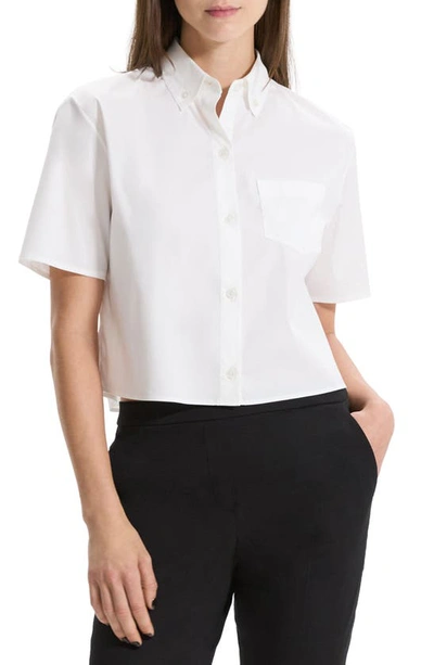 Shop Theory Boxy Crop Shirt In White