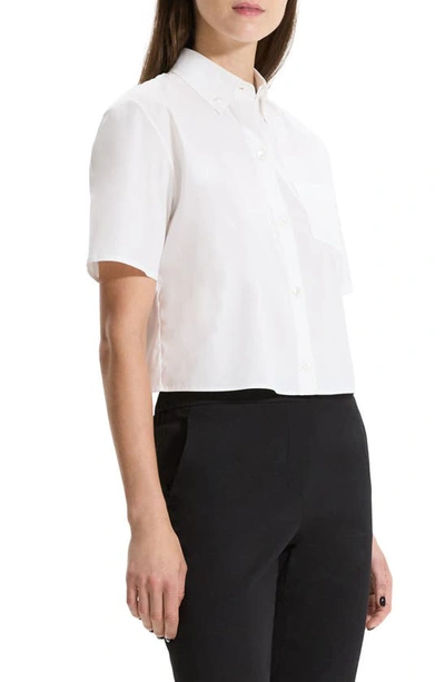 Theory Boxy Button-front Oxford Shirt In White