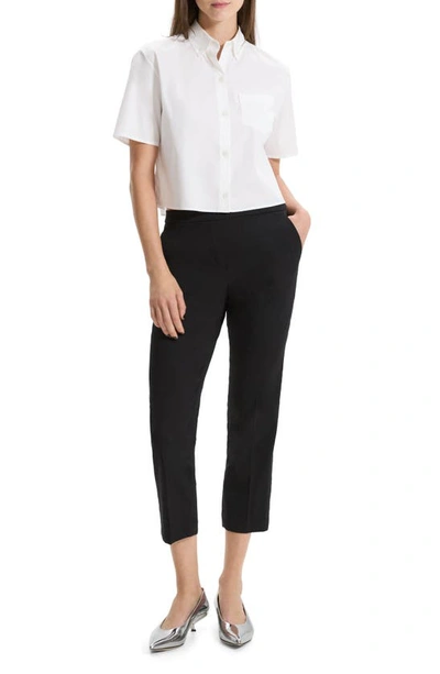 Theory Boxy Button-front Oxford Shirt In White