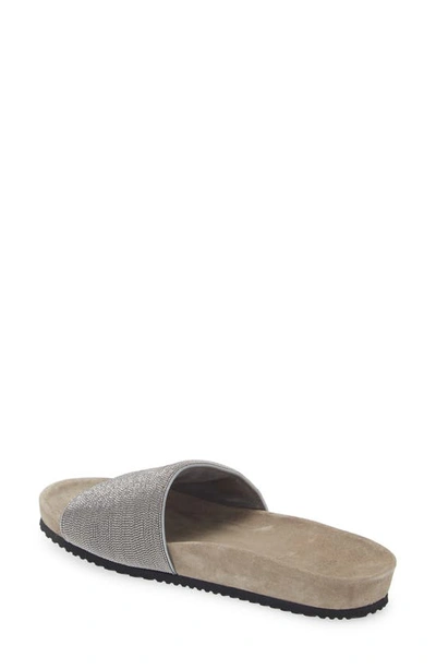 Brunello Cucinelli Monili Band Slide Sandal In Silver