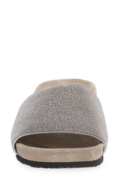Brunello Cucinelli Monili Band Slide Sandal In Silver