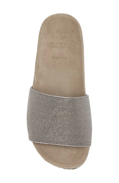 Brunello Cucinelli Monili Band Slide Sandal In Silver