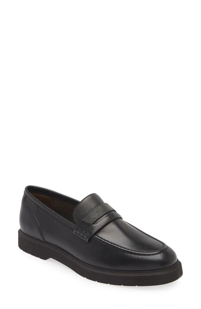 Brunello Cucinelli Monili Chain-embellished Loafers In Black