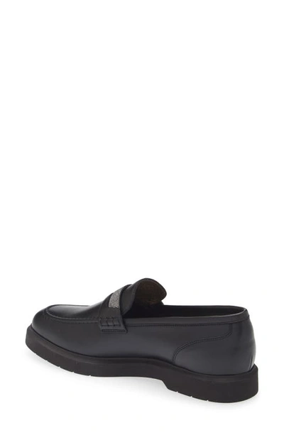 Shop Brunello Cucinelli Monili Trim Leather Loafer In Black