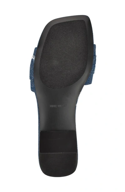 Nine West Matter Crystal Buckle Slide Sandal In Dark Blue