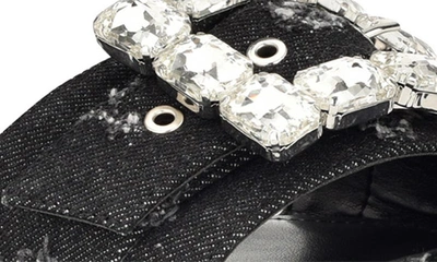Shop Nine West Matter Crystal Buckle Slide Sandal In Black