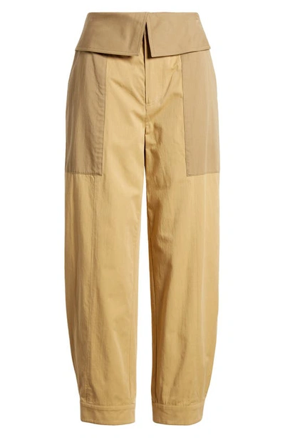 Shop Frame Foldover Crop Pants In Light Tan Multi