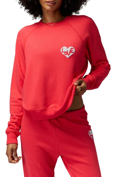 Shop Spiritual Gangster Heart Forever Graphic Sweatshirt In Ruby Red